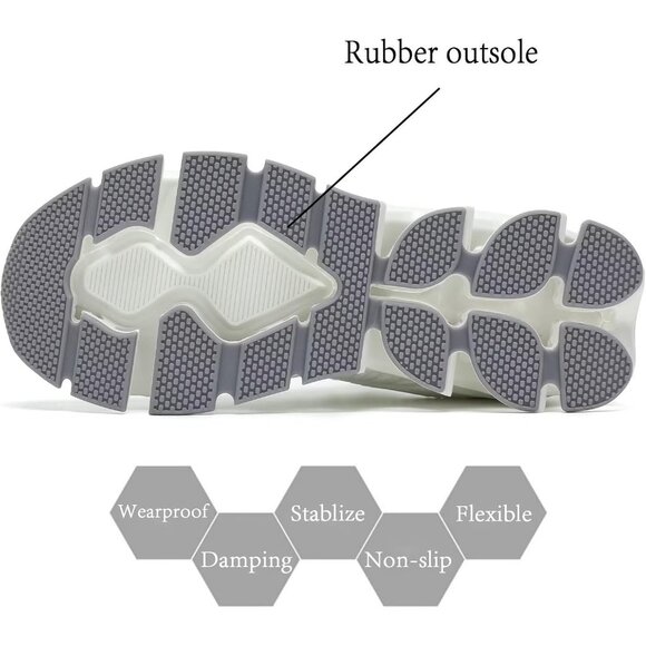 Women's White Slip-On Walking Running Shoes Blade Sneakers Non-Slip Comfort - Picture 6 of 8